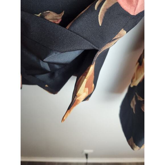 Linda Allard Ellen Tracy Dark Floral Jacket sz 12 silk/wool art to wear career - Picture 3 of 11